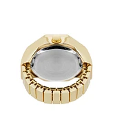 Nine West Women's Quartz Contemporary Black and Gold-Tone Metal Alloy Ring Watch, 23mm