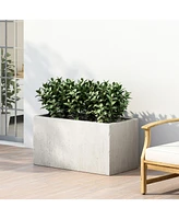 Effortless Outdoor Style: Stone-Like Rectangular Concrete Planter