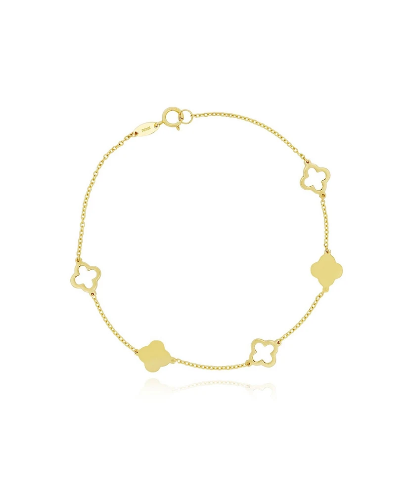 The Lovery Mini Gold Alternating Open Clover Bracelet 14K Gold