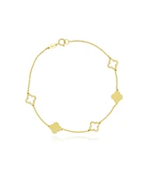 The Lovery Mini Gold Alternating Open Clover Bracelet 14K Gold