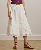 Lauren Ralph Lauren Women's Eyelet Cotton Broadcloth Midi Skirt