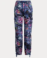 Lauren Ralph Women's Print Linen Cargo Ankle Pants