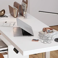 Electric Standing Desk, Adjustable Height Stand up Desk, 63x24 Inches Sit Stand Home Office Desk , White，Wooden