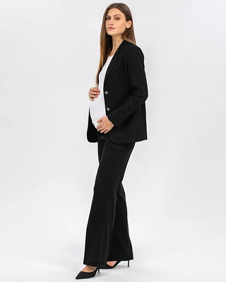 Pietro Brunelli Maternity Linen Mix Textured Elastic Waist Flared Robert Trousers