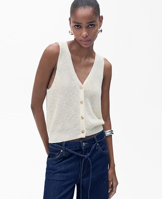 Mango Women's Buttoned Chunky Knit Sweater Vest