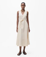 Mango Women's Belt Linen Dress