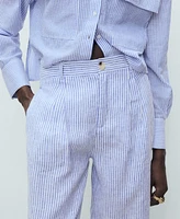Mango Women's Striped Linen-Blend Trousers Pants