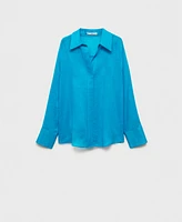 Mango Women's Regular Ramie Shirt