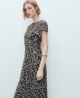 Mango Women's Frayed Ends Leopard Print Dress