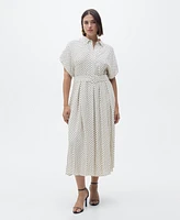 Mango Women's Belted Polka-Dot Dress