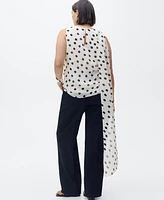 Mango Women's Polka-Dot Wrap-Neck Blouse