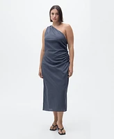 Mango Women's Gathered Details Asymmetrical Dress