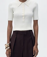 Mango Women's Ribbed Polo-Neck Sweater
