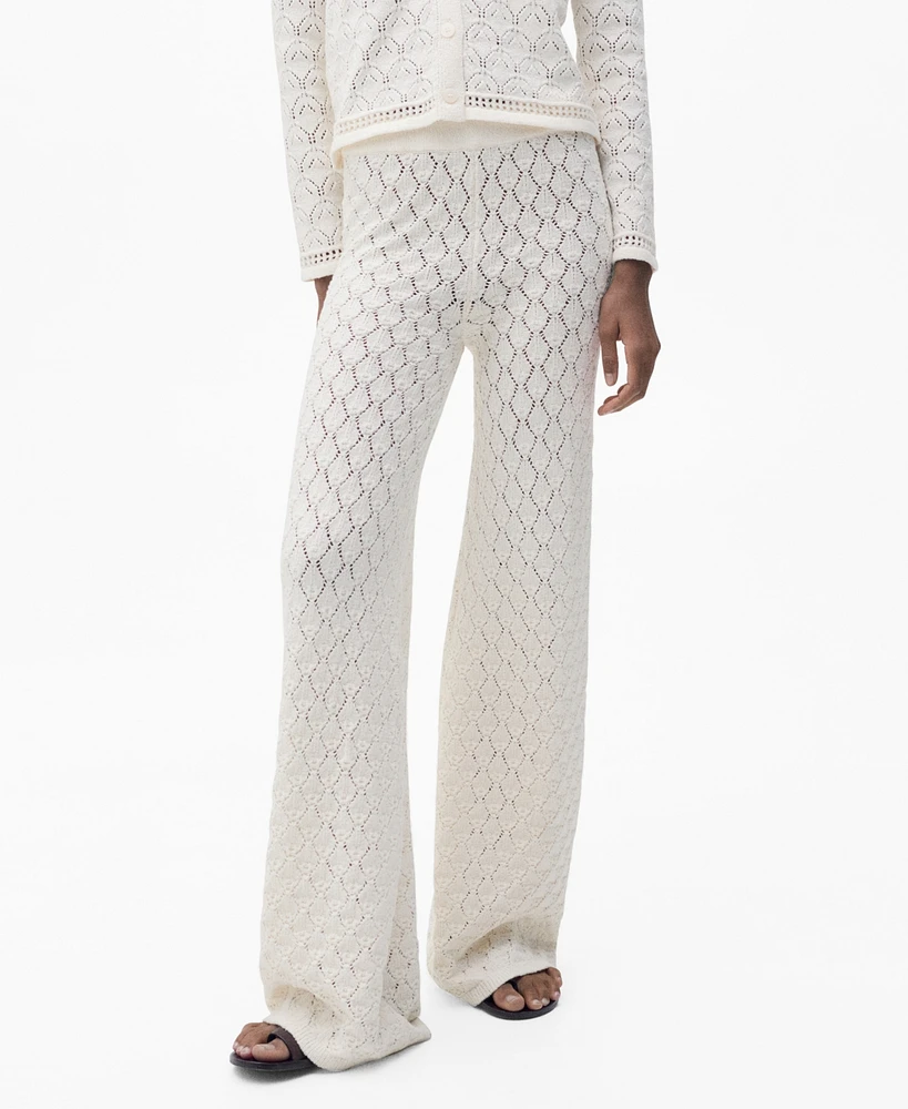 Mango Women's Straight Openwork Knit Pants
