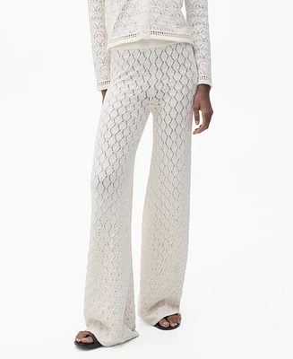 Mango Women's Straight Openwork Knit Pants