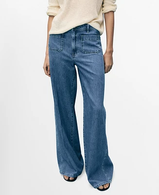 Mango Women's Pocketed Wide Leg Jeans