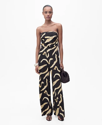 Mango Women's Printed Strapless Jumpsuit