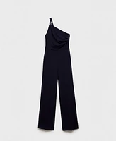 Mango Women's Metallic Detail Asymmetrical Jumpsuit