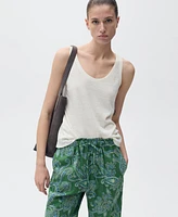 Mango Women's Paisley Linen Pants