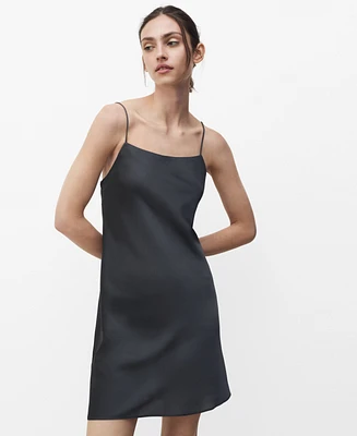 Mango Women's Straps Satin Nightgown Dress