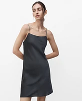 Mango Women's Straps Satin Nightgown Dress