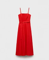 Mango Women's Bow Linen-Blend Dress
