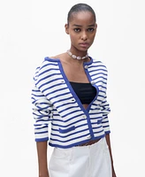 Mango Women's Stripped Knit Cardigan Sweater