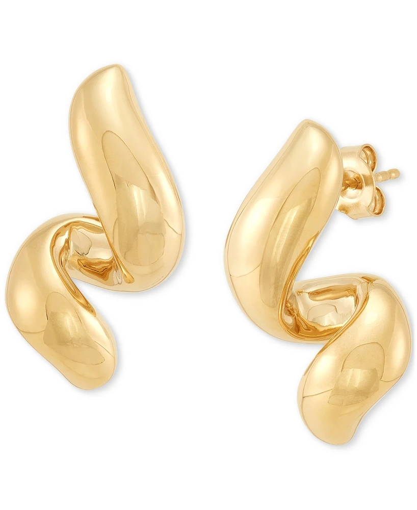 Polished Twist Style Statement Drop Earrings in 14k Gold