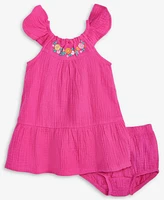 First Impressions Baby Girls Cotton Knit Gauze Dress & Bloomer, 2 Piece Set, Exclusively at Macy's
