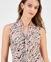 Kasper Women's Printed Tie-Neck Sleeveless Top, Regular & Petite