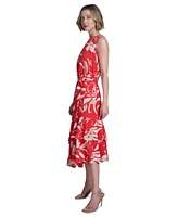 Halston Women's Belted Tiered Asymmetric-Hem Dress