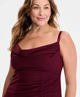Emerald Sundae Trendy Plus Cowlneck Side-Ruched Maxi Dress, Created for Macy's