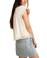 Lucky Brand Women's Lace-Trim Short-Sleeve Boxy Tee