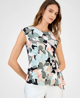 Kasper Women's Printed Side-Tie Sleeveless Top