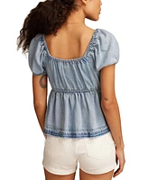 Lucky Brand Women's Square-Neck Blouson-Sleeve Top