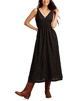 Lucky Brand Women's Cotton V-Neck Smocked-Waist Midi Dress