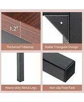 55 Inch Conference Table with Heavy-duty Metal Frame-Brown