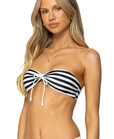 Edikted Women's Dini Striped Bandeau Bikini Top