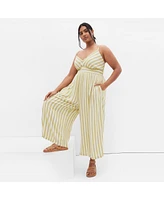 City Chic Plus Lara Stripe Jumpsuit