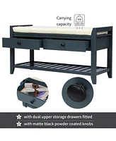 Entryway Storage Bench with Cushion Drawers and Shoe Rack for Organized Seating Footwear Small Spaces-The Pop Home