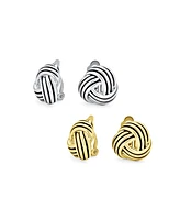 Bling Jewelry Set of 2 Rope Cable Twist Knot Clip-On Earrings Oxidized Silver Gold Plated