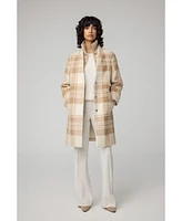 Soia & Kyo Women's Samantha Straight-Fit Plaid Coat With Bib