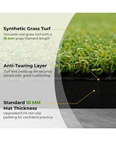 Artificial Turf Mat for Indoor and Outdoor Golf Practice Includes 2 Rubber Tees and 2 Alignment Sticks-20mm
