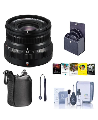 Fujifilm Xf 16mm f/2.8 R Wr Lens, Black, Bundle with ProOptic 49mm Filter Kit, Lens Case, Cleaning Kit, Lens Cap Tether, Pc Software Kit