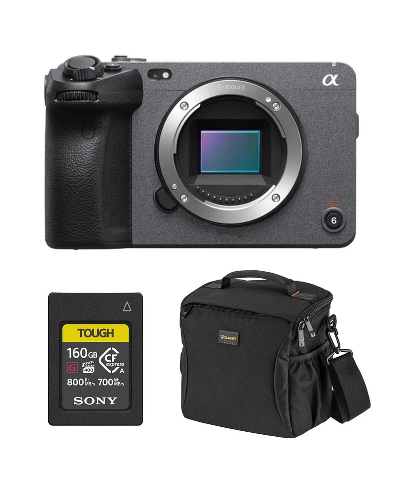 Sony FX30 Super 35 Cinema Line Camera with Tough 160GB CFexpress Type A Memory Card and Slinger Multi-Device Shoulder Bag