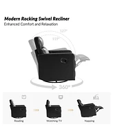 Josefa Genuine Leather Upholstered Swivel Rocker Recliner