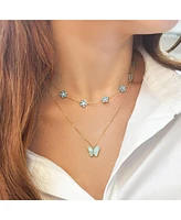 Turquoise Butterfly Necklace 14K Gold 18 inches