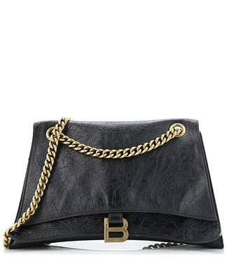 Pre-Owned Balenciaga Medium Crush Chain Flap Bag Leather