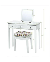 Vanity Dressing Table Set with Flip Top Mirror and 3 Drawers