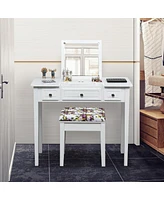 Vanity Dressing Table Set with Flip Top Mirror and 3 Drawers
